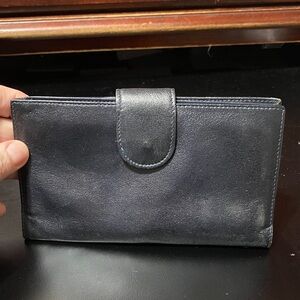 Vintage blue Leather checkbook Wallet